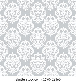 Abstract seamless damask pattern. elegant gray and white wallpaper vintage classic vector background.