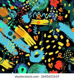 Abstract seamless dark background with blots. hand drawing. Not AI, Vector illustration