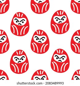 Abstract Seamless Daruma Doll Pattern Illustration, Hand Drawn Vector Illustration EPS 10.