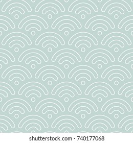 Abstract, seamless, decorative background. Linear, geometric pattern in pastel shades. Light green drawing. It is easy to change the color and thickness of the lines. Vector illustration EPS-10.