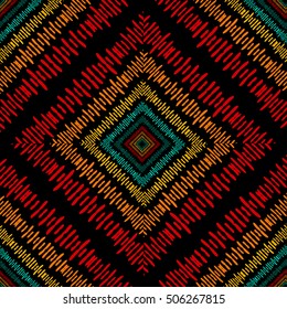 Abstract seamless decorative pattern with colorful ornaments. Vector illustration.
