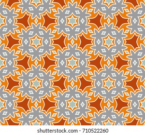 Abstract seamless decorative pattern of orange, gray, red, and white shades