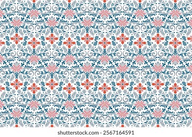 abstract seamless design with elegant floral arrangements and traditional ethnic patterns for unique fabric and wallpaper creations