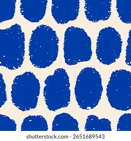 Abstract seamless design. Paint stains, brush spots, irregular shapes pattern. Hand-drawn rough texture, repeating print, background for textile, fabric, wrapping. Printable vector illustration