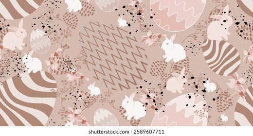 Abstract seamless design and shapes. Hand-drawn seamless easter pattern. Vector illustration