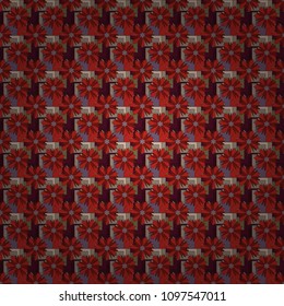 Abstract seamless design. Vector floral pattern with abstract flowers. Textile print for bed linen, jacket, package design, fabric and fashion concepts. Grunge red, brown and beige background.