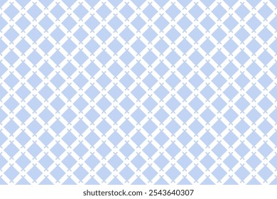 Abstract Seamless Diagonal Geometric Checked Light Blue Pattern. Vector Art.