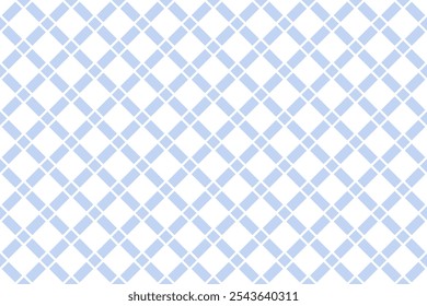 Abstract Seamless Diagonal Geometric Checked Light Blue Pattern. Vector Art.