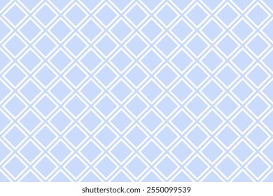 Abstract Seamless Diagonal Geometric Checked Light Blue Pattern. Vector Art.