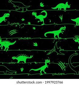 Abstract seamless dinosaurus pattern. Repeat dino print for fashion textile, boy clothes, wrapping paper. 