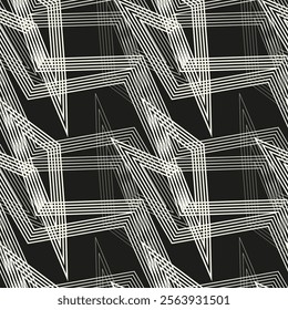 Abstract seamless of doodle hand drawn lines. Wave pattern. Coloring book page. Black white wallpaper.