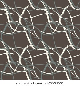 Abstract seamless of doodle hand drawn lines. Wave pattern. Coloring book page. Black white wallpaper.