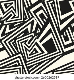 Abstract seamless of doodle hand drawn lines. Wave pattern. Coloring book page. Black white wallpaper