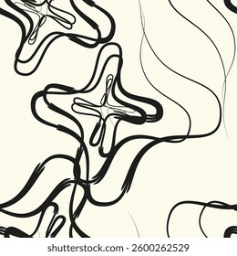 Abstract seamless of doodle hand drawn lines. Wave pattern. Coloring book page. Black white wallpaper