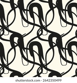 Abstractas sin fisuras de doodle dibujado a mano líneas. Patrón de onda. Página de libro para colorear. Fondo de pantalla blanco negro.