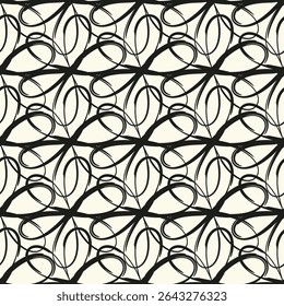 Abstractas sin fisuras de doodle dibujado a mano líneas. Patrón de onda. Página de libro para colorear. Fondo de pantalla blanco negro.