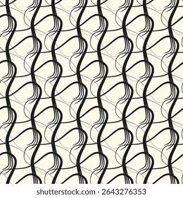Abstract seamless of doodle hand drawn lines. Wave pattern. Coloring book page. Black white wallpaper.