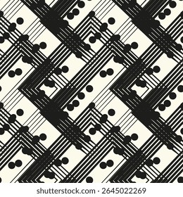 Abstrato sem emenda de linhas desenhadas à mão doodle. Padrão de onda. Página do livro de cores. Papel de parede preto branco.
