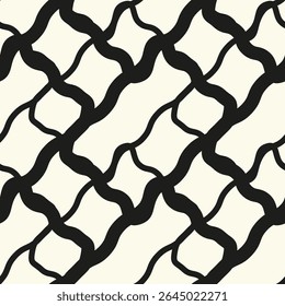 Abstract seamless of doodle hand drawn lines. Wave pattern. Coloring book page. Black white wallpaper.
