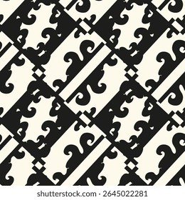 Abstract seamless of doodle hand drawn lines. Wave pattern. Coloring book page. Black white wallpaper.
