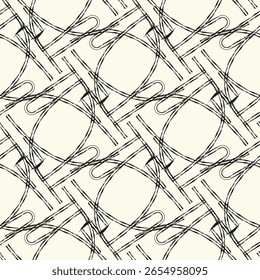 Abstractas sin fisuras de doodle dibujado a mano líneas. Patrón de onda. Página de libro para colorear. Fondo de pantalla blanco negro.