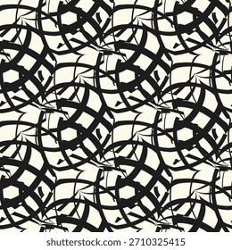 Abstract seamless of doodle hand drawn lines. Wave pattern. Coloring book page. Black white wallpaper.