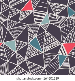 Abstract seamless doodle pattern, freehand, vector