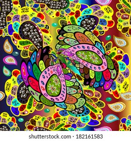 Abstract seamless doodles vector background. 