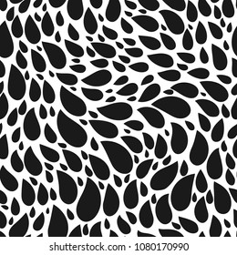 Abstract seamless drop pattern. Monochrome black and white texture. Repeating geometric simple graphic background.