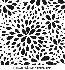 Abstract seamless drop pattern. Monochrome black and white texture. Repeating geometric simple graphic background.