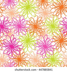 Abstract seamless elegance artistic pattern with sketch flowers. Casual colors.