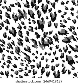 Abstract Seamless Endless Hand Drawing Leopard Cheetah Animal Skin Vector Pattern Isolated Background