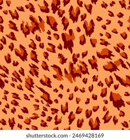 Abstract Seamless Endless Hand Drawing Leopard Cheetah Animal Skin Vector Pattern Isolated Background