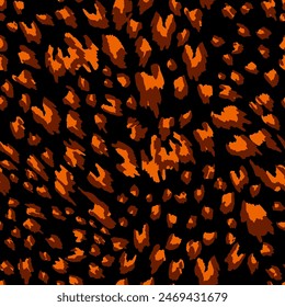Abstract Seamless Endless Hand Drawing Leopard Cheetah Animal Skin Vector Pattern Isolated Background