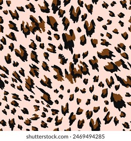 Abstract Seamless Endless Hand Drawing Leopard Cheetah Animal Skin Vector Pattern Isolated Background