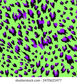 Abstract Seamless Endless Hand Drawing Leopard Cheetah Animal Skin Vector Pattern Isolated Background