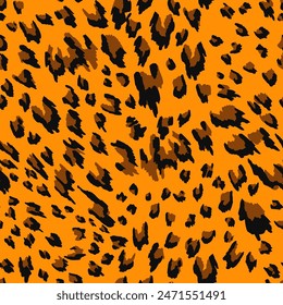 Abstract Seamless Endless Hand Drawing Leopard Cheetah Animal Skin Vector Pattern Isolated Background