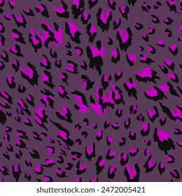 Abstract Seamless Endless Hand Drawing Leopard Cheetah Animal Skin Vector Pattern Isolated Background