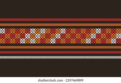 Abstrait Harmonieux Ethnic Akha Tissu brodé Conception pour le textile, les vêtements, le motif d'arrière-plan, la texture et l'ameublement papier pour la moquette, le papier peint, la décoration textile. art géométrique.