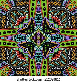Abstract seamless ethnic colorful vector pattern background