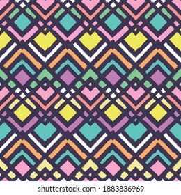 Abstract seamless ethnic geometric pattern. Tribal vector repeat ornament.
