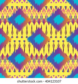 Abstract seamless ethnic ikat pattern, tribal background. Vector pattern.