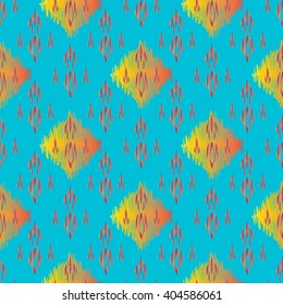 Abstract seamless ethnic ikat pattern, tribal background. Vector pattern.