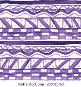 Abstract seamless ethnic pattern, painted with watercolors. Seamless pattern can be used for wallpaper, pattern fills, web page background, surface textures.