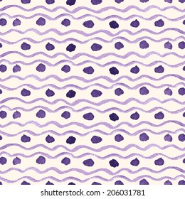 Abstract seamless ethnic pattern, painted with watercolors. Seamless pattern can be used for wallpaper, pattern fills, web page background, surface textures.