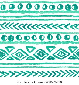 Abstract seamless ethnic pattern, painted with watercolors. Seamless pattern can be used for wallpaper, pattern fills, web page background, surface textures.