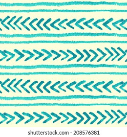 Abstract seamless ethnic pattern, painted with watercolors. Seamless pattern can be used for wallpaper, pattern fills, web page background, surface textures.
