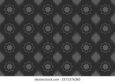 Abstract seamless ethnic style vector pattern with striking gray colors on a black background. Oriental ethnic pattern. Created for wallpapers, background images, tile, carpet, curtain.