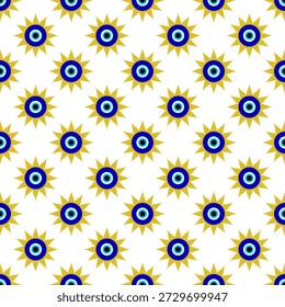 Abstract Seamless Evil Eye Pattern. Mystical Protective Symbol Background. Vector Illustration