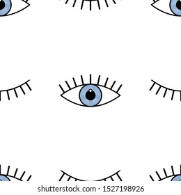 Abstract seamless eyes pattern for girls, boys. Creative vector pattern with psychodelic eyes. Funny eyes pattern for textile and fabric. Fashion sport style. Background for kids open and closed eyes